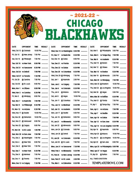 Blackhawks Schedule 2020 21 Printable